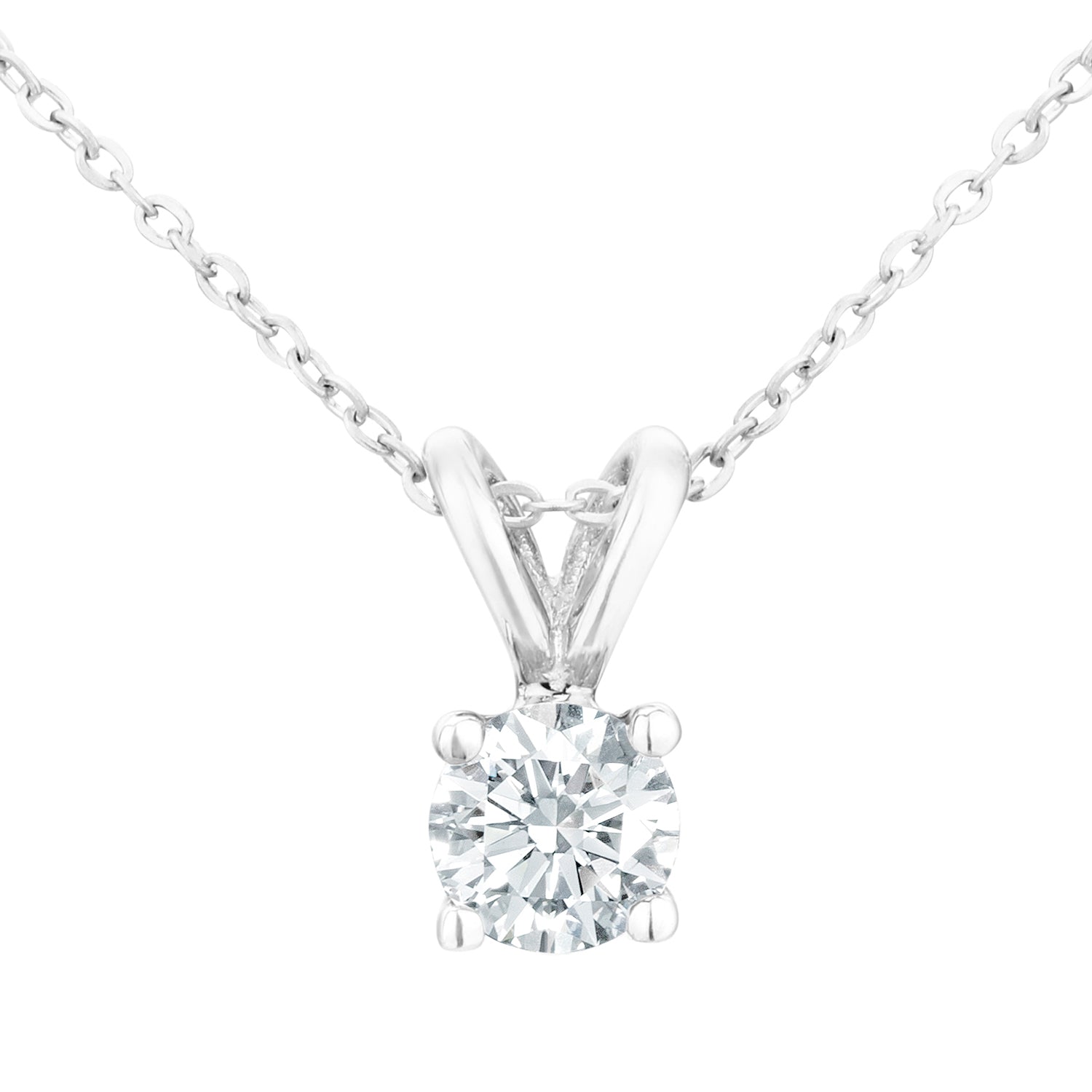 9ct White Gold  1/4ct Diamond Solitaire Pendant Necklace 18 inch - PP0AXL2030W