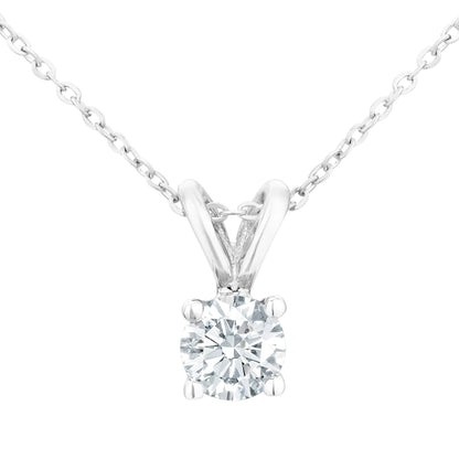 9ct White Gold  1/4ct Diamond Solitaire Pendant Necklace 18 inch - PP0AXL2030W