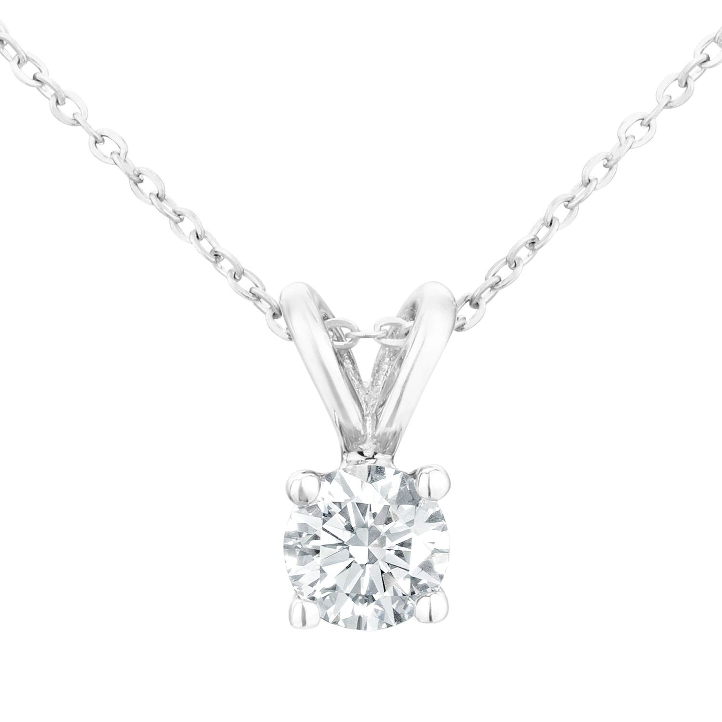 9ct White Gold  1/4ct Diamond Solitaire Pendant Necklace 18 inch - PP0AXL2030W