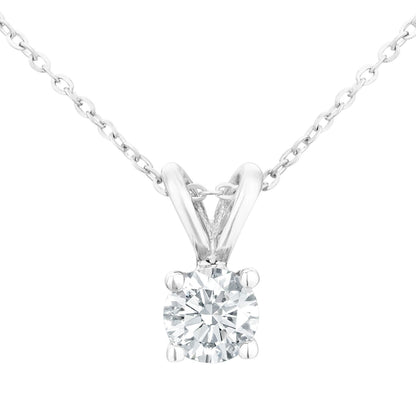 9ct White Gold  1/4ct Diamond Solitaire Pendant Necklace 18 inch - PP0AXL2030W