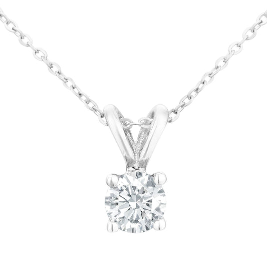 9ct White Gold  1/4ct Diamond Solitaire Pendant Necklace 18 inch - PP0AXL2030W