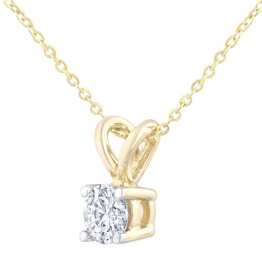 9ct Gold  Round 1/4ct Diamond Solitaire Pendant Necklace 18 inch - PP0AXL2030Y