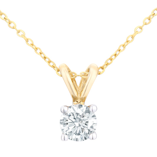 9ct Gold  Round 1/4ct Diamond Solitaire Pendant Necklace 18 inch - PP0AXL2030Y