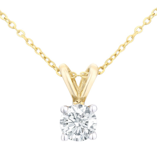9ct Gold Round 1/4ct Diamond Solitaire Pendant Necklace 18 inch - PP0AXL2030Y