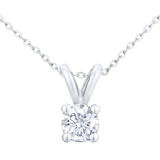 9ct White Gold 1/3ct Diamond Solitaire Pendant Necklace 18 inch - PP0AXL2031W