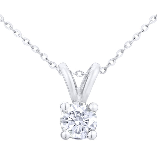 9ct White Gold  1/3ct Diamond Solitaire Pendant Necklace 18 inch - PP0AXL2031W