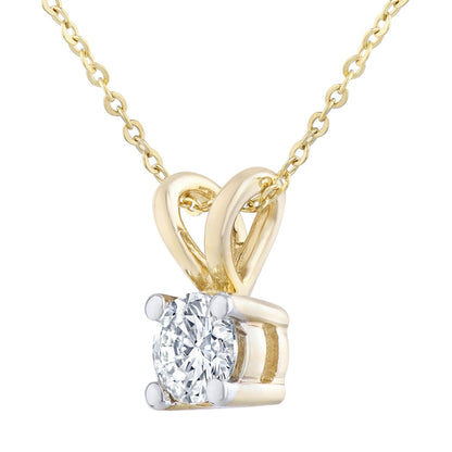 9ct Gold  Round 1/3ct Diamond Solitaire Pendant Necklace 18 inch - PP0AXL2031Y
