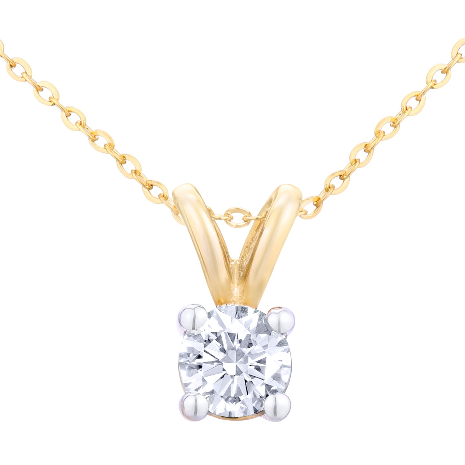 9ct Gold  Round 1/3ct Diamond Solitaire Pendant Necklace 18 inch - PP0AXL2031Y