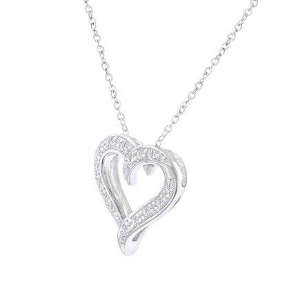 9ct White Gold  Round 10pts Diamond Heart Pendant Necklace 18 inch - PP0AXL2126W