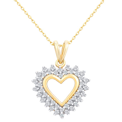 9ct Gold  Round 1/3ct Diamond Heart Pendant Necklace 18 inch - PP0AXL2317Y