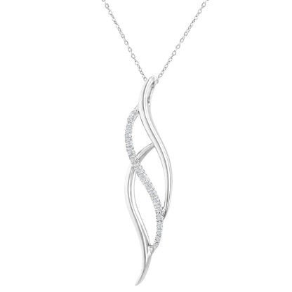 9ct White Gold  Round 10pts Diamond Twist Pendant Necklace 18 inch - PP0AXL2443W