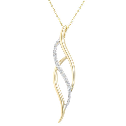 9ct Gold  Round 10pts Diamond Twist Pendant Necklace 18 inch - PP0AXL2443Y