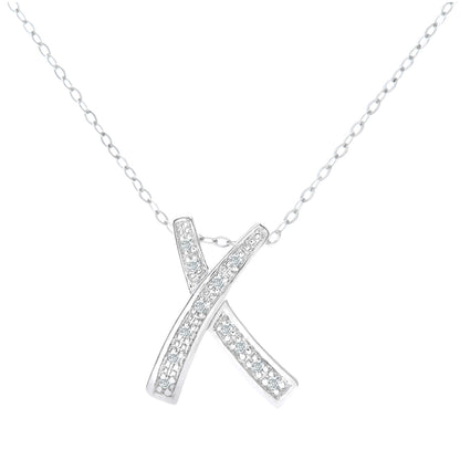 9ct White Gold  Round 5pts Diamond Kiss Pendant Necklace 18 inch - PP0AXL2640W