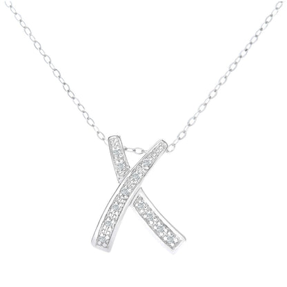 9ct White Gold  Round 5pts Diamond Kiss Pendant Necklace 18 inch - PP0AXL2640W