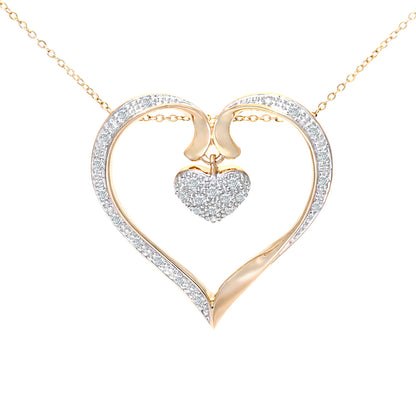 9ct Gold  Round 1/4ct Diamond Heart Pendant Necklace 18 inch - PP0AXL3057Y