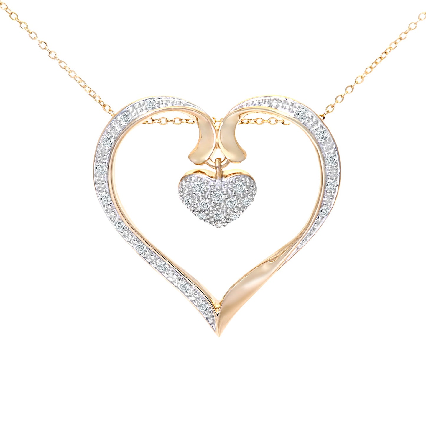 9ct Gold  Round 1/4ct Diamond Heart Pendant Necklace 18 inch - PP0AXL3057Y