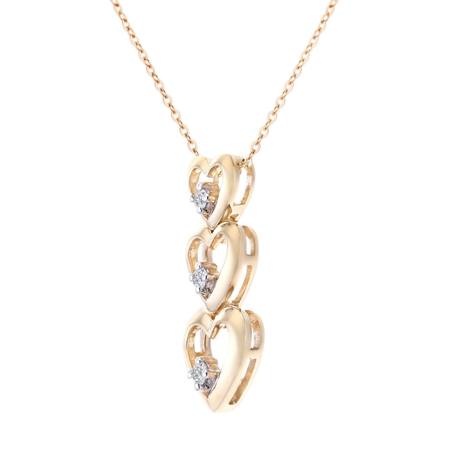 9ct Gold  Round 6pts Diamond Heart Pendant Necklace 18 inch - PP0AXL3059Y
