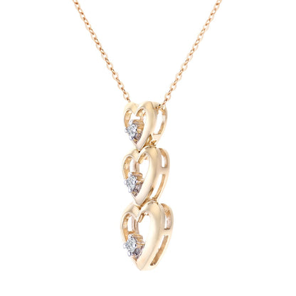 9ct Gold  Round 6pts Diamond Heart Pendant Necklace 18 inch - PP0AXL3059Y