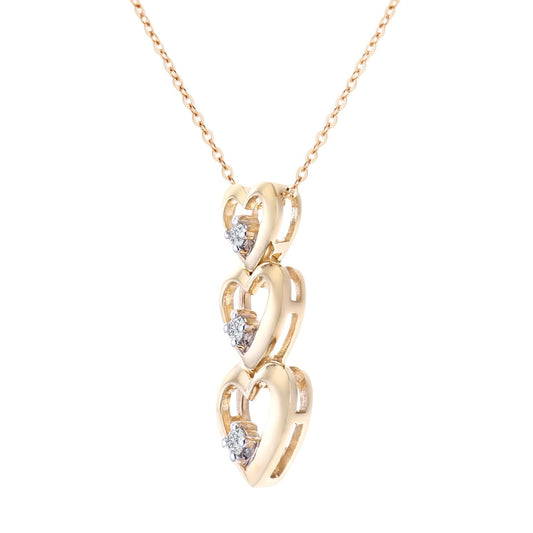 9ct Gold  Round 6pts Diamond Heart Pendant Necklace 18 inch - PP0AXL3059Y