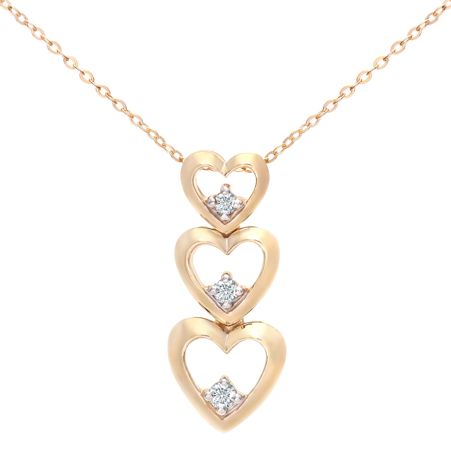 9ct Gold  Round 6pts Diamond Heart Pendant Necklace 18 inch - PP0AXL3059Y