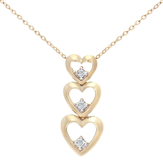 9ct Gold Round 6pts Diamond Heart Pendant Necklace 18 inch - PP0AXL3059Y