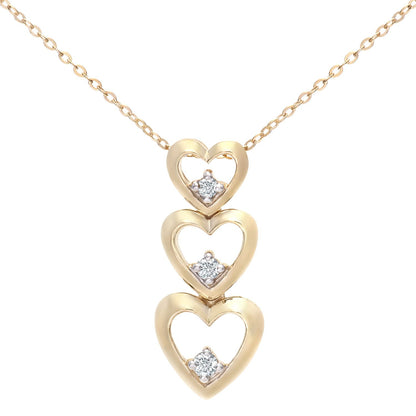 9ct Gold  Round 6pts Diamond Heart Pendant Necklace 18 inch - PP0AXL3059Y
