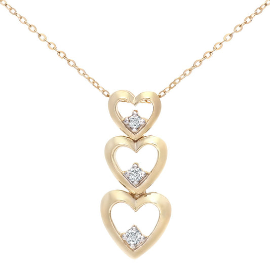 9ct Gold  Round 6pts Diamond Heart Pendant Necklace 18 inch - PP0AXL3059Y