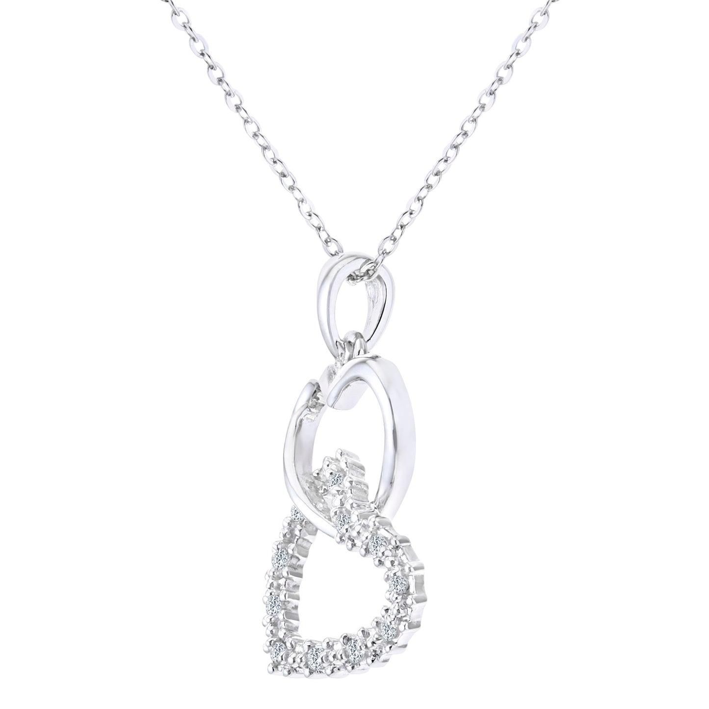 9ct White Gold  Round 5pts Diamond Heart Pendant Necklace 18 inch - PP0AXL3172W