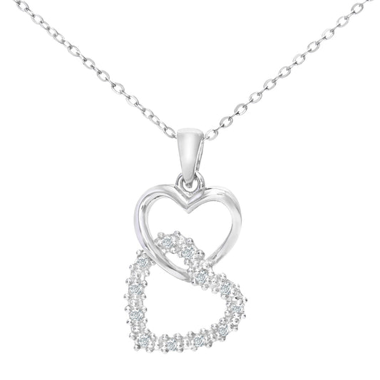 9ct White Gold  Round 5pts Diamond Heart Pendant Necklace 18 inch - PP0AXL3172W