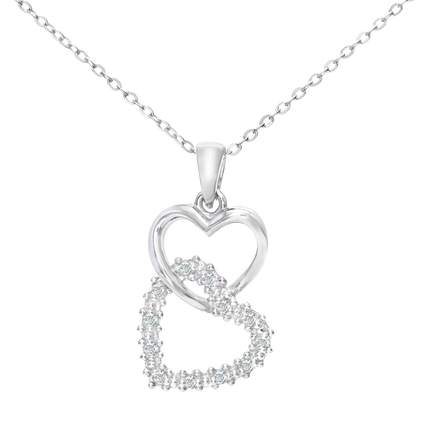 9ct White Gold  Round 5pts Diamond Heart Pendant Necklace 18 inch - PP0AXL3172W