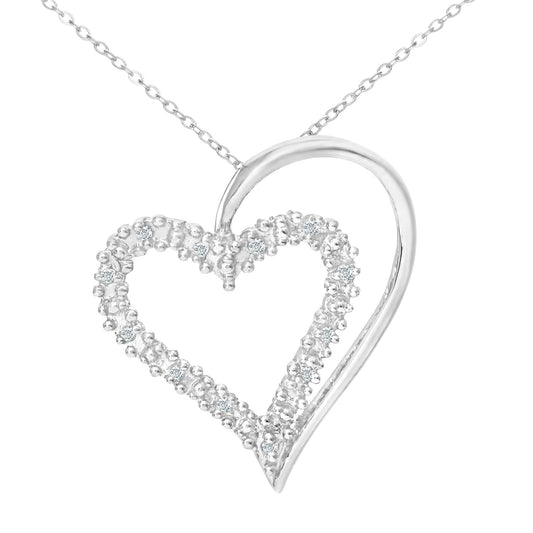 9ct White Gold  Round 5pts Diamond Heart Pendant Necklace 18 inch - PP0AXL3175W