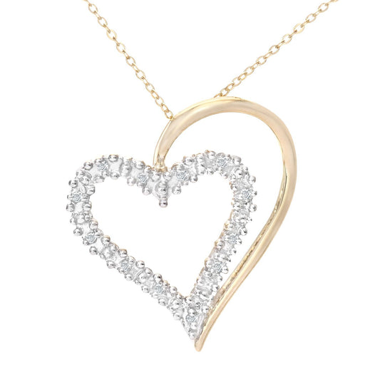 9ct Gold Round 5pts Diamond Heart Pendant Necklace 18 inch - PP0AXL3175Y