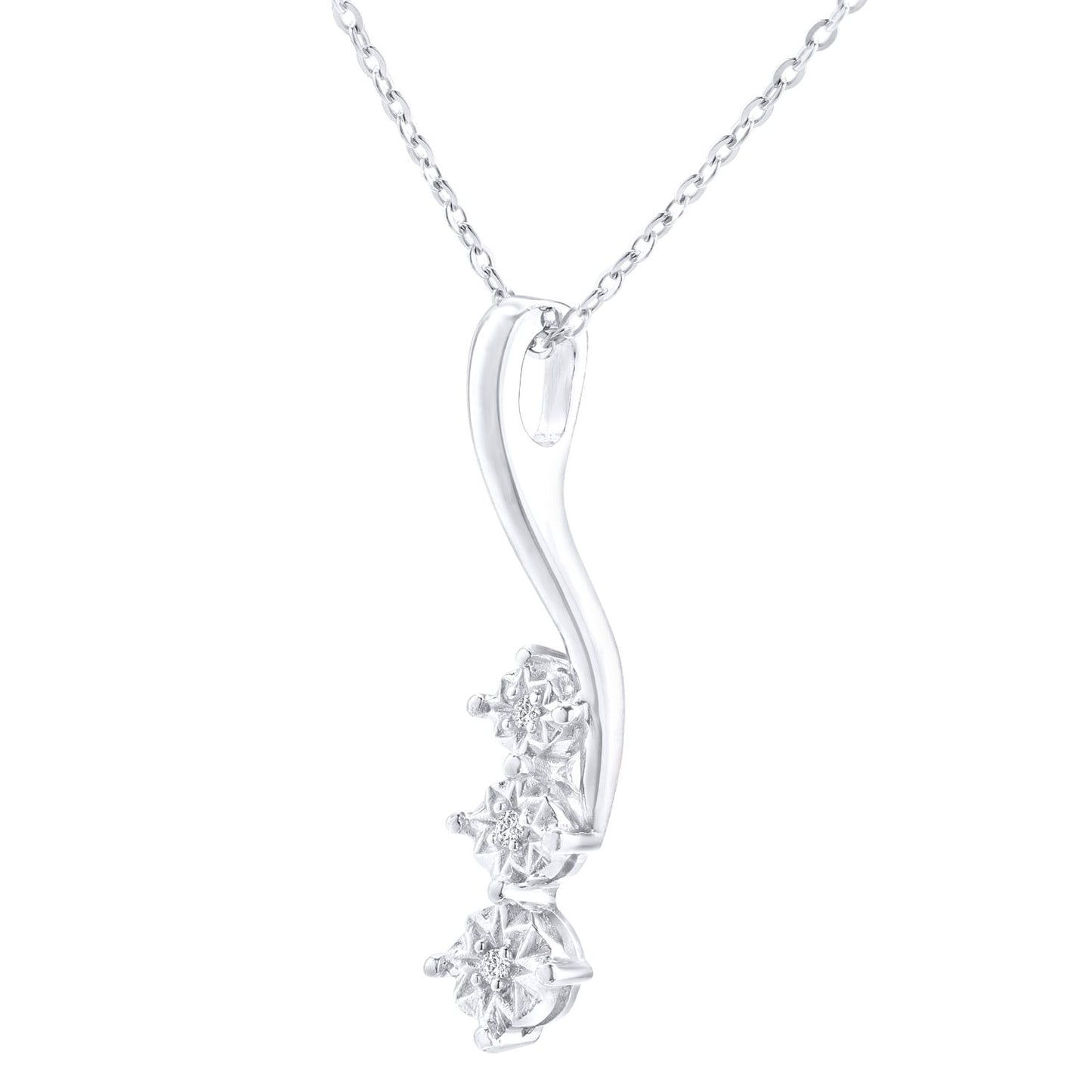 9ct White Gold  1.5pts Diamond Trilogy Pendant Necklace 18 inch - PP0AXL3484W