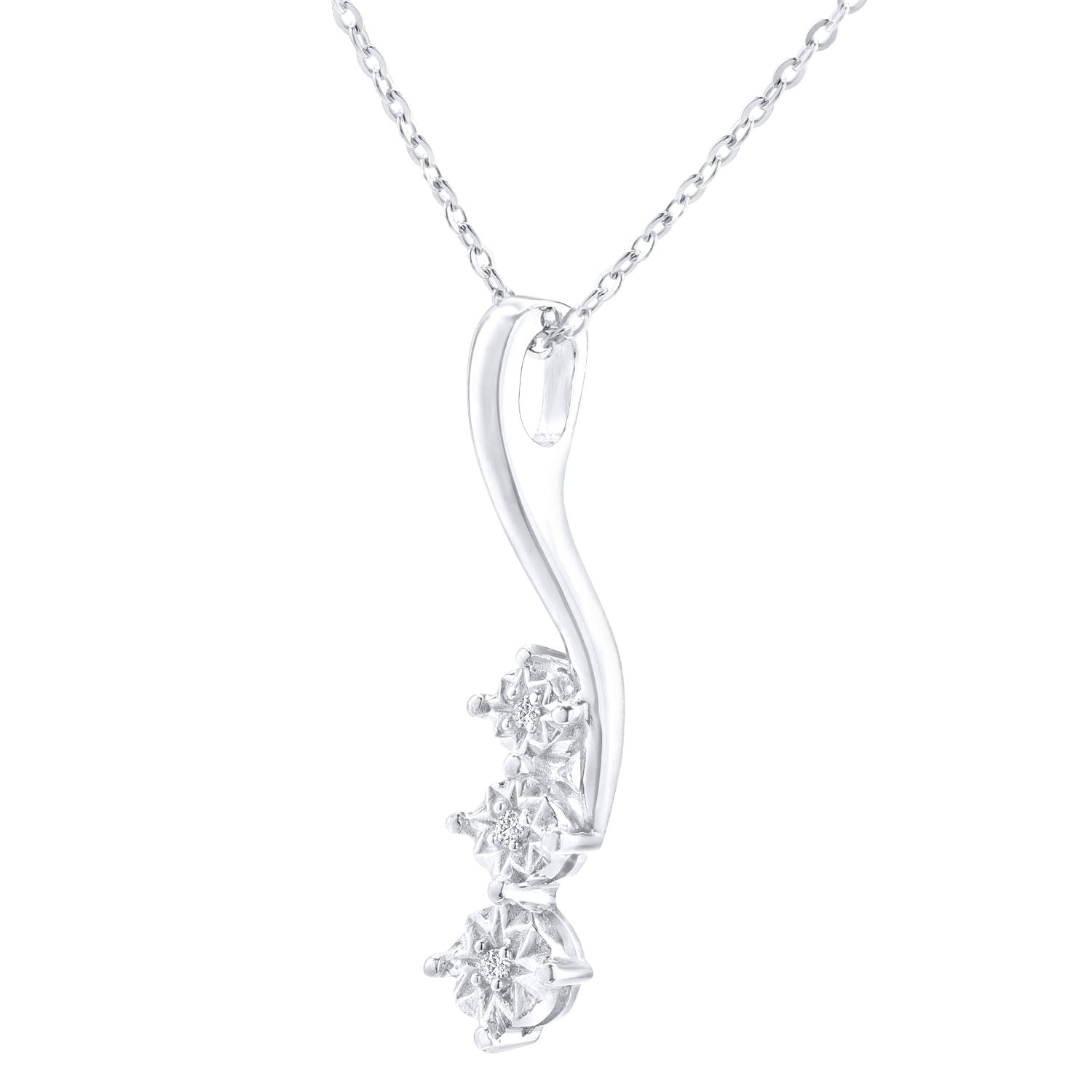 9ct White Gold  1.5pts Diamond Trilogy Pendant Necklace 18 inch - PP0AXL3484W
