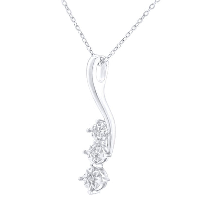 9ct White Gold  1.5pts Diamond Trilogy Pendant Necklace 18 inch - PP0AXL3484W