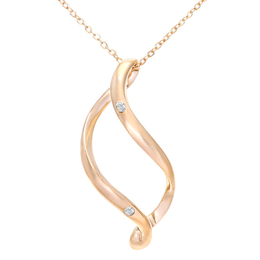 9ct Gold  Round 5pts Diamond Twist Pendant Necklace 18 inch - PP0AXL3518Y