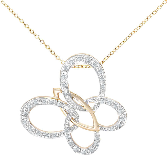 9ct Gold Round 15pts Diamond Butterfly Pendant Necklace 18 inch - PP0AXL3565Y