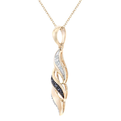 9ct Gold  3.5pts Diamond 2pts Black Diamond Twist Necklace 18" - PP0AXL3788YBLKDia