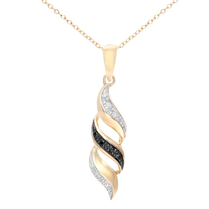 9ct Gold  3.5pts Diamond 2pts Black Diamond Twist Necklace 18" - PP0AXL3788YBLKDia