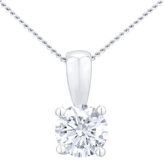Platinum  Round 3/4ct Diamond Solitaire Pendant Necklace 18 inch - PP0AXL4194PTHSI