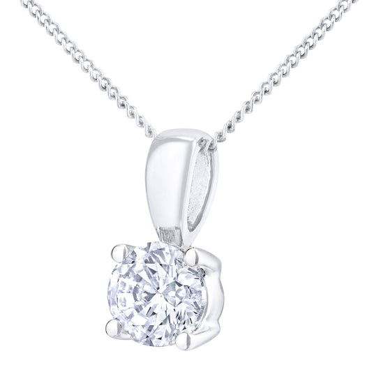 18ct White Gold  3/4ct Diamond Solitaire Pendant Necklace 18 inch - PP0AXL4194W18JPK