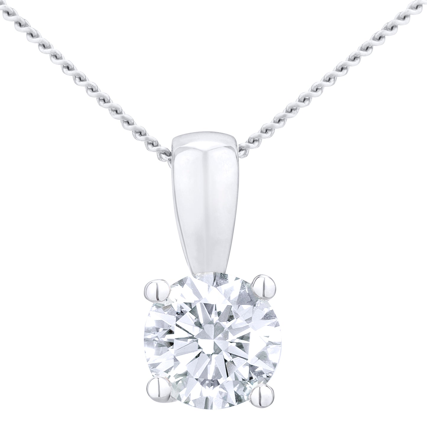 18ct White Gold  3/4ct Diamond Solitaire Pendant Necklace 18 inch - PP0AXL4194W18JPK