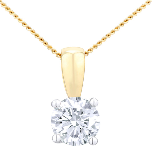 18ct Gold  Round 3/4ct Diamond Solitaire Pendant Necklace 18 inch - PP0AXL4194Y18HSI