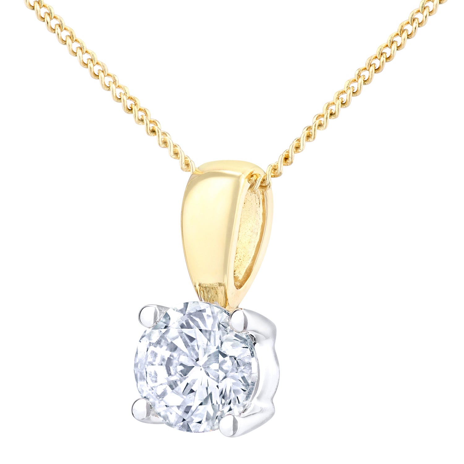 18ct Gold  Round 3/4ct Diamond Solitaire Pendant Necklace 18 inch - PP0AXL4194Y18JPK