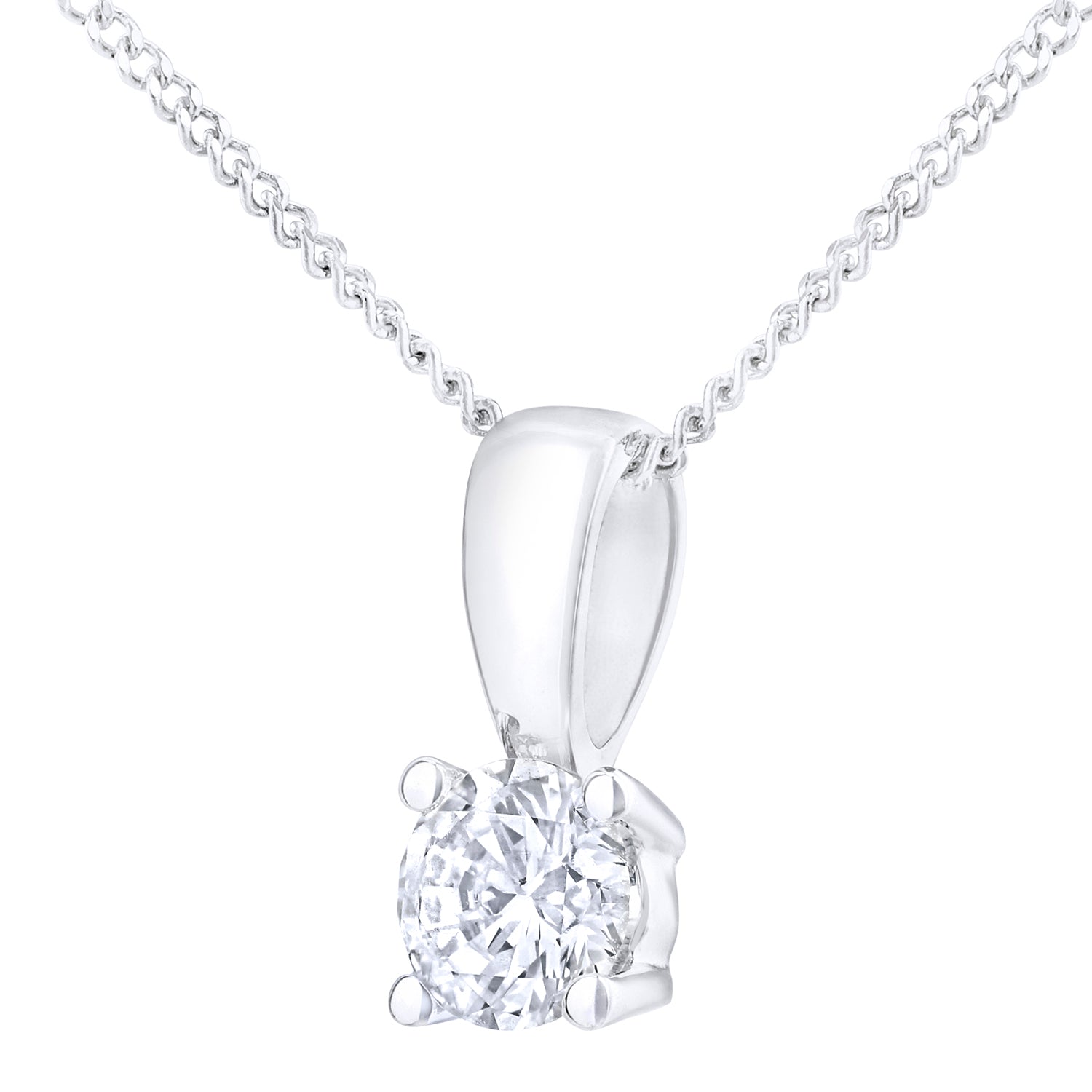 Platinum  Round 1/4ct Diamond Solitaire Pendant Necklace 18 inch - PP0AXL4203PTHSI