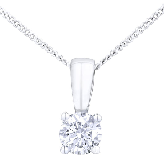 Platinum  Round 1/4ct Diamond Solitaire Pendant Necklace 18 inch - PP0AXL4203PTHSI