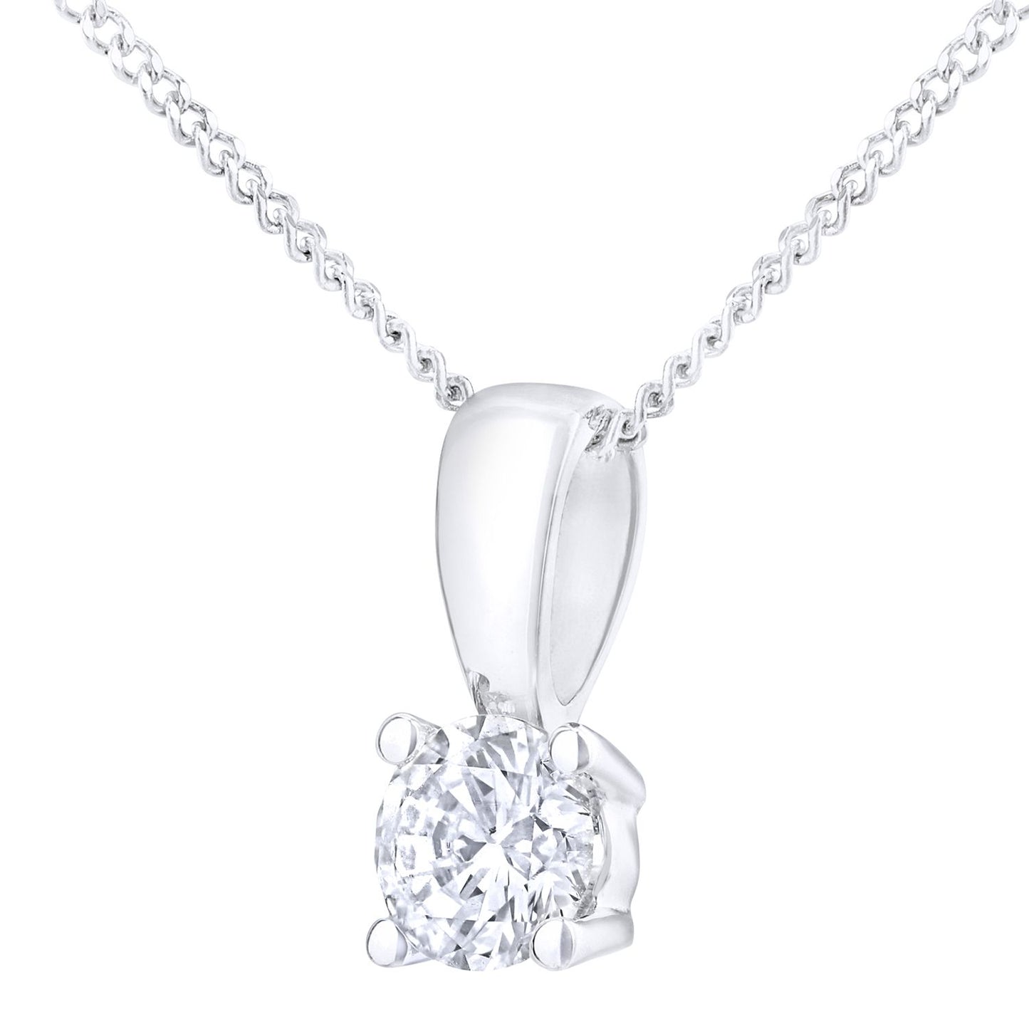 18ct White Gold  1/4ct Diamond Solitaire Pendant Necklace 18 inch - PP0AXL4203W18JPK