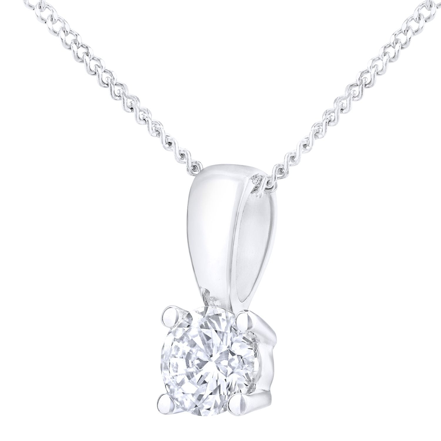 18ct White Gold  1/4ct Diamond Solitaire Pendant Necklace 18 inch - PP0AXL4203W18JPK