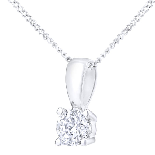 18ct White Gold  1/4ct Diamond Solitaire Pendant Necklace 18 inch - PP0AXL4203W18JPK