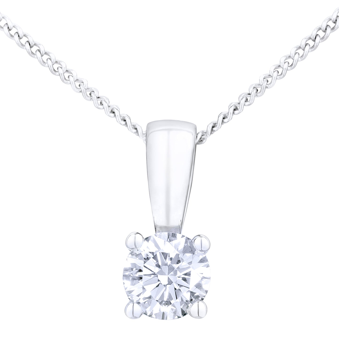 18ct White Gold  1/4ct Diamond Solitaire Pendant Necklace 18 inch - PP0AXL4203W18JPK